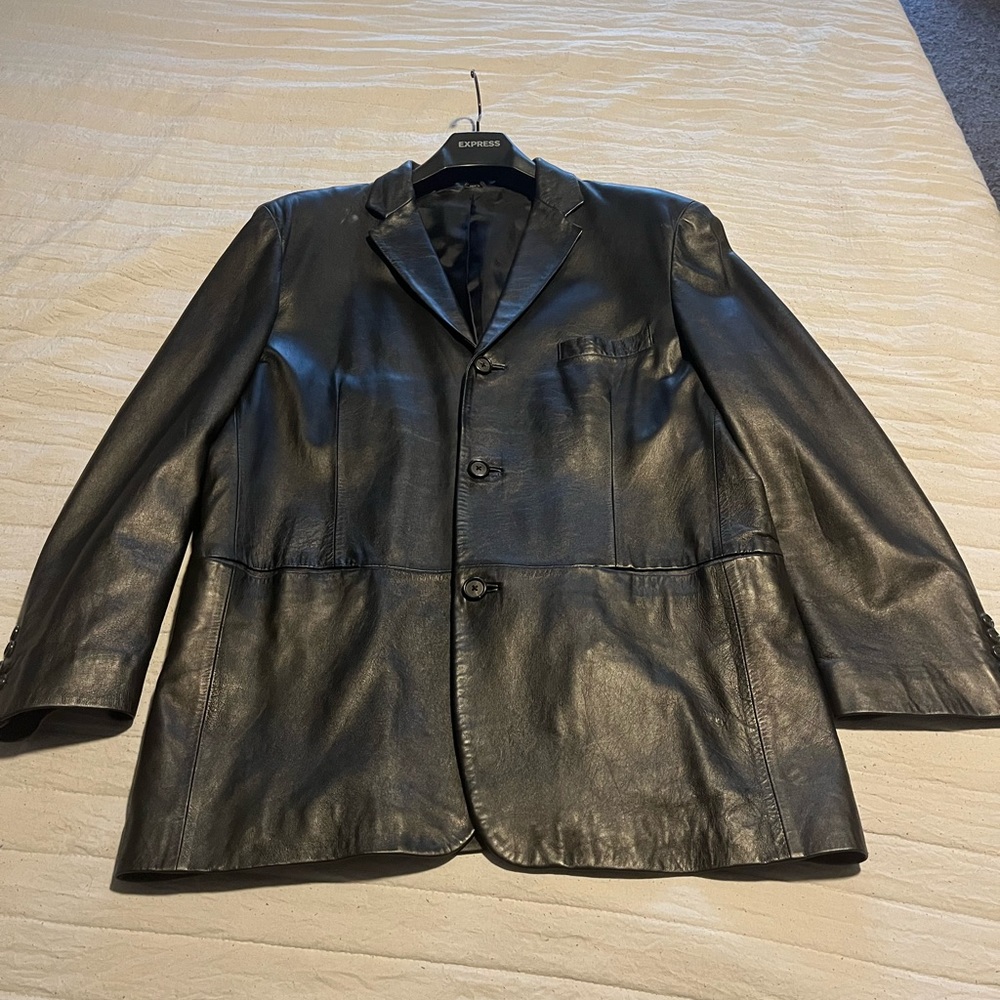 Men’s black leather blazer